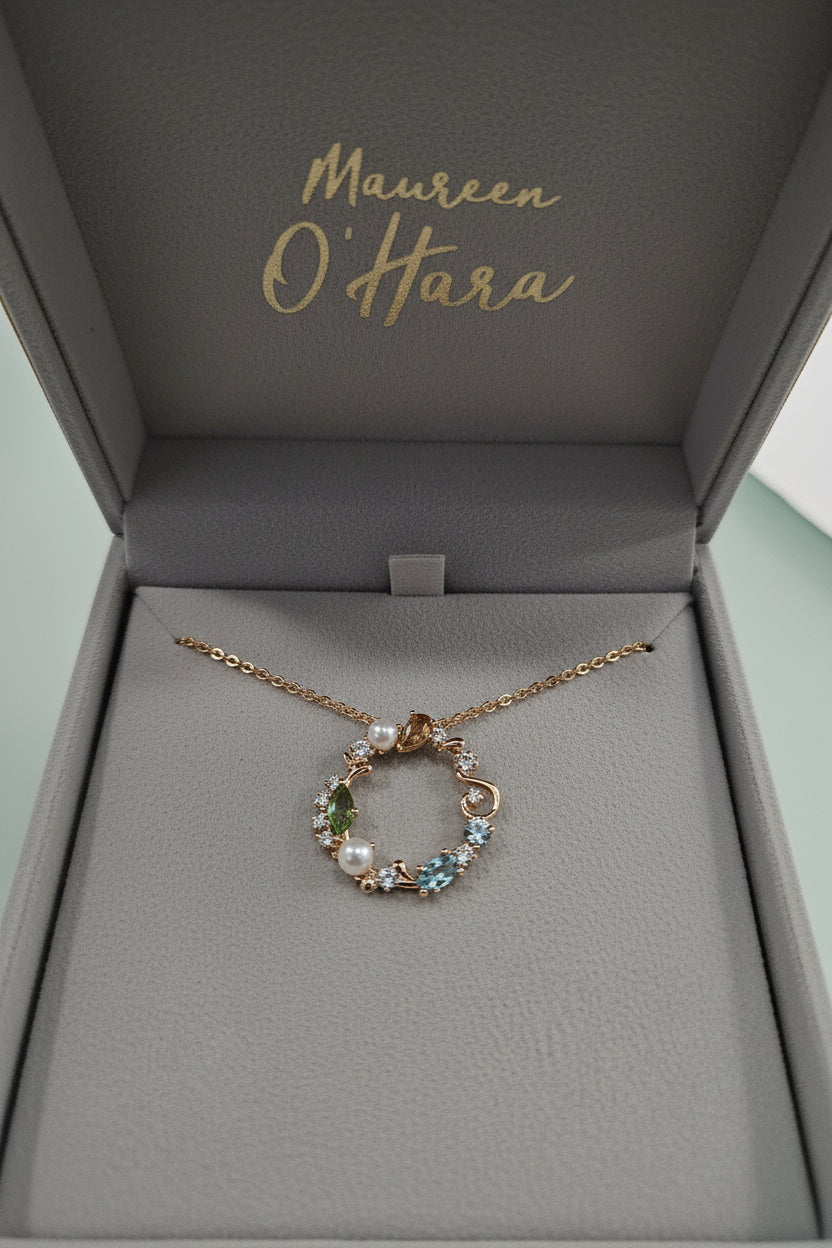 Maureen O'Hara Goldplated Necklace with Pearls and Coloured Stones