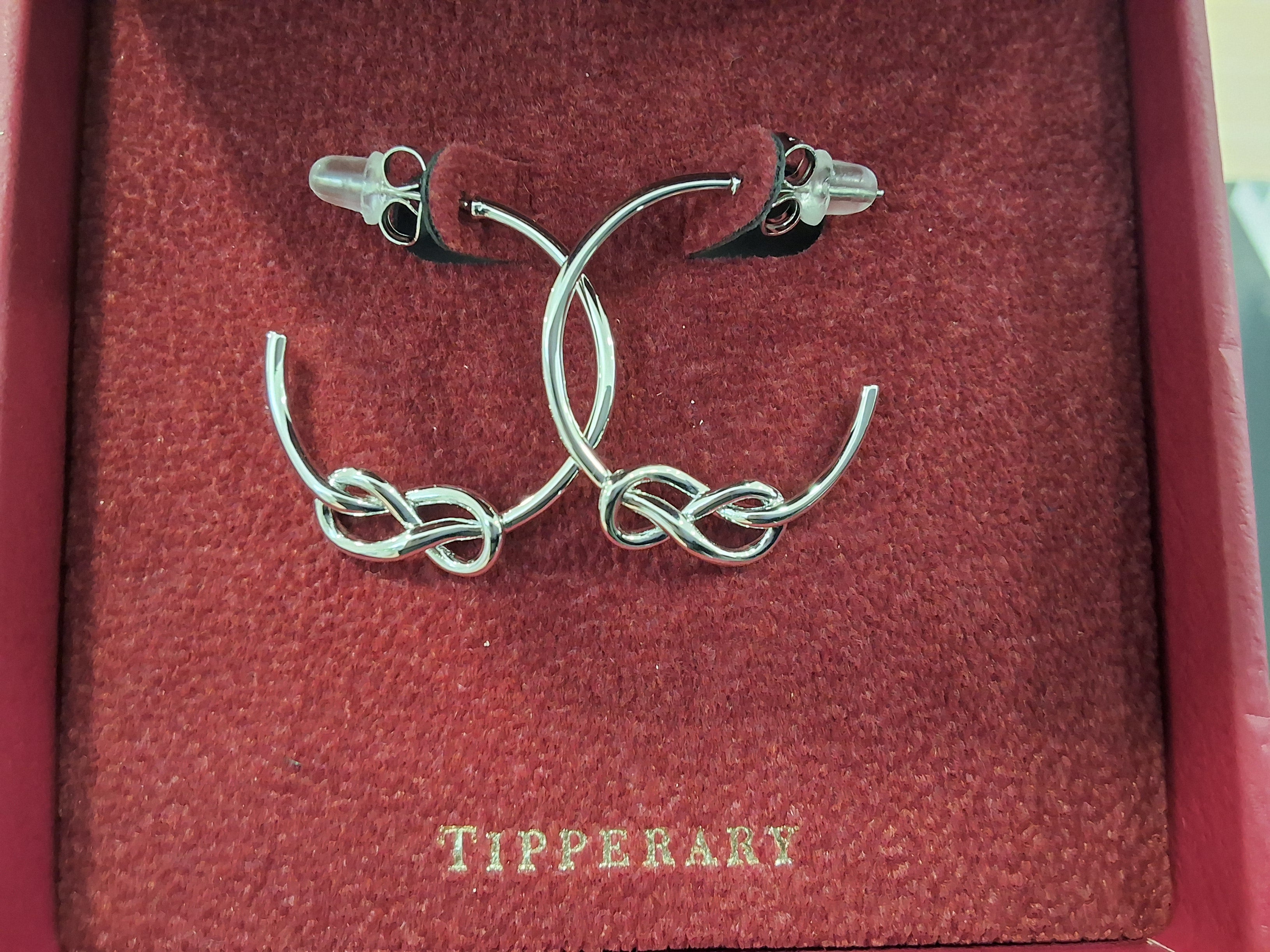 Silverplated Loop earrings with Love knot