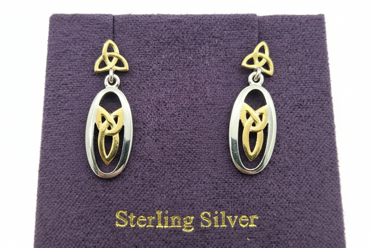 Silver & gold drop earrings