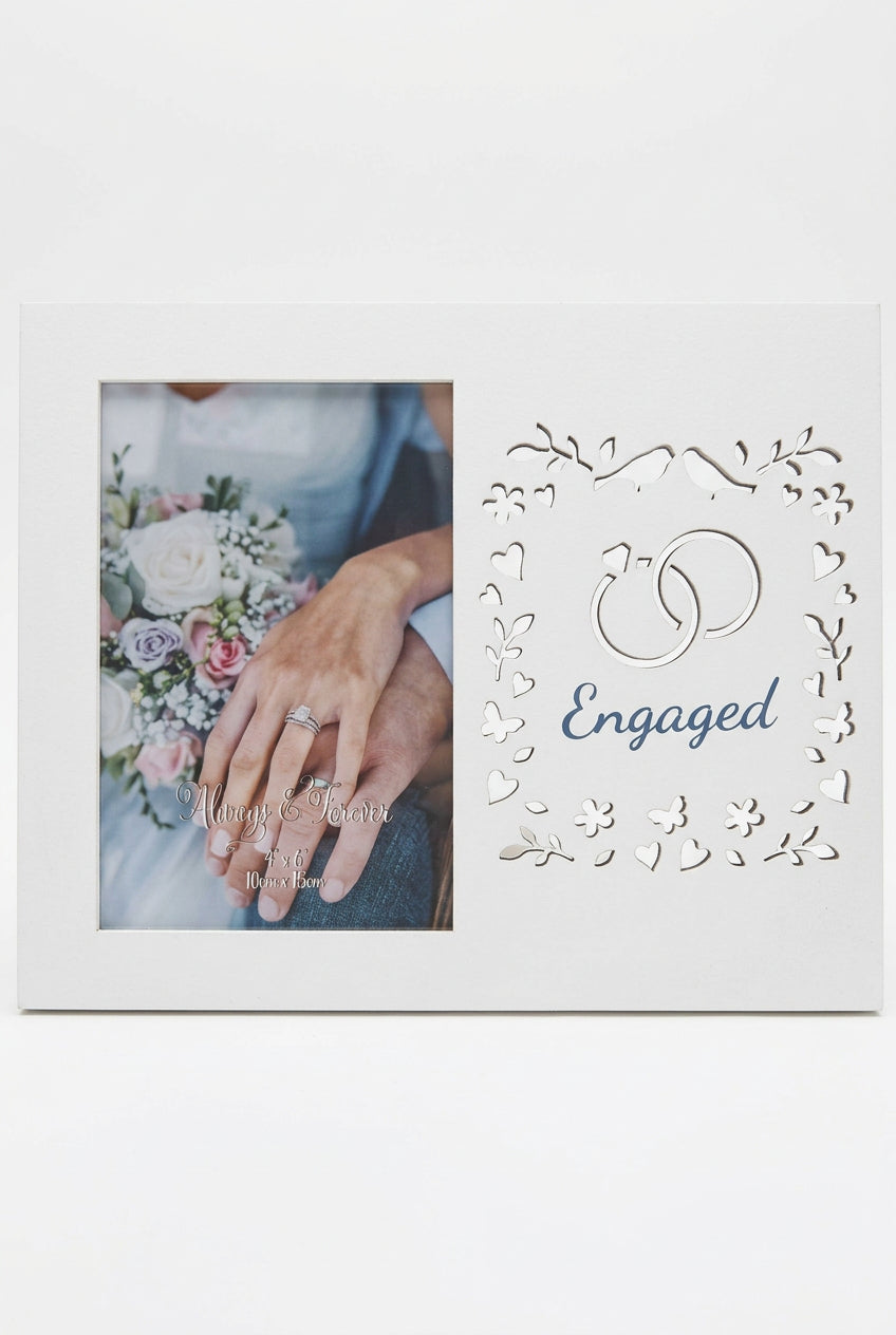 Dove & rings 4 x 6 engagement frame
