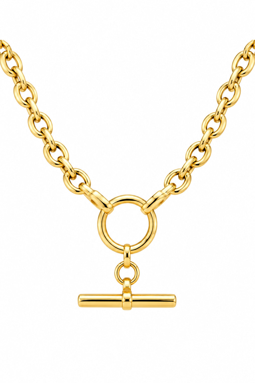 Large Goldplated T Bar Necklace