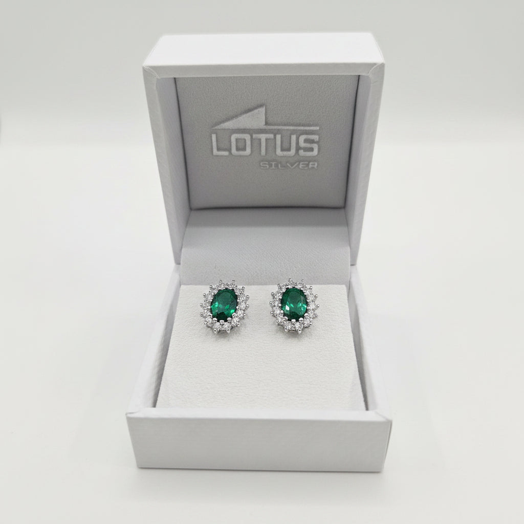 Sterling silver green stone stud earrings