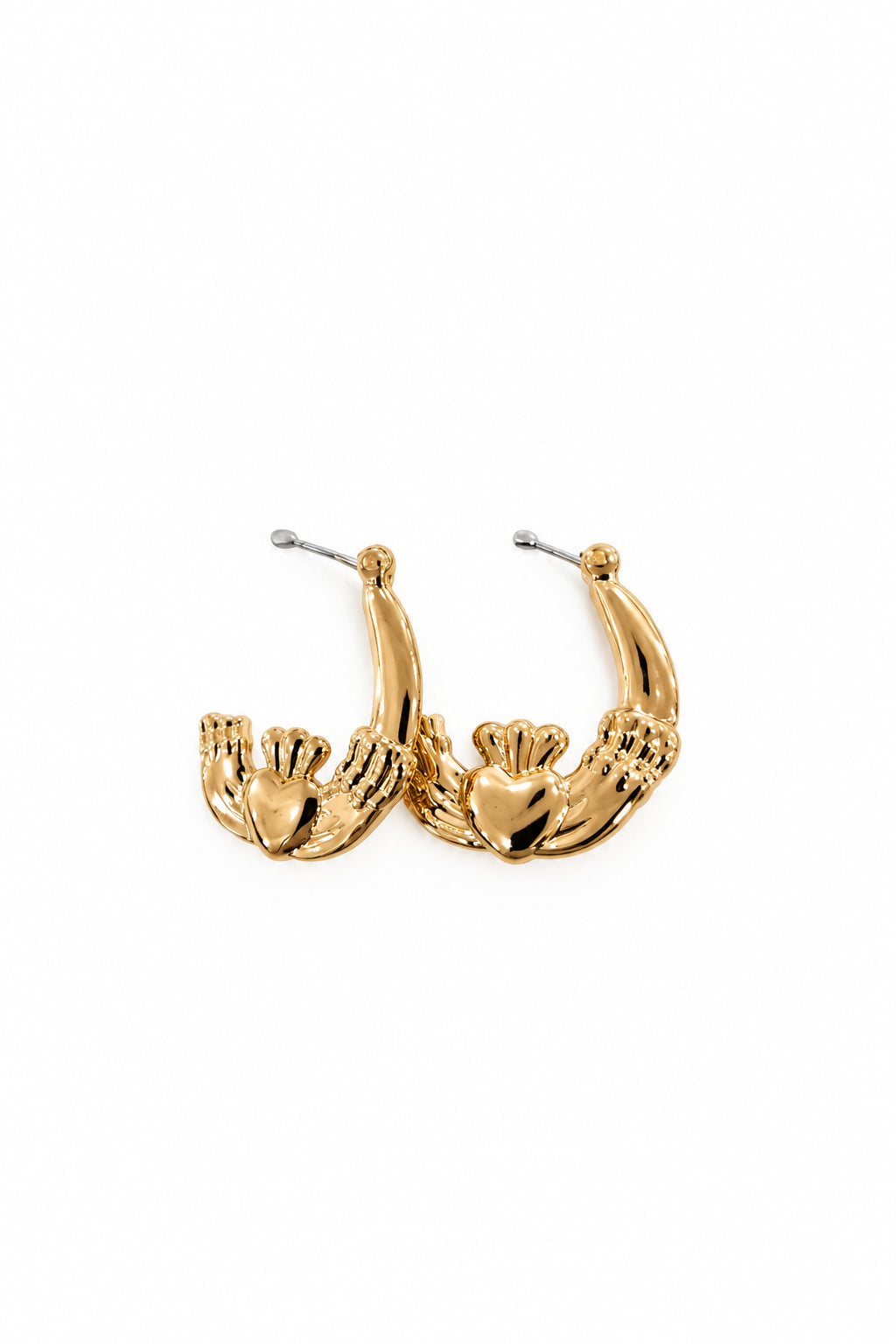 Gold Plated Claddagh Safty Clasp Earrings