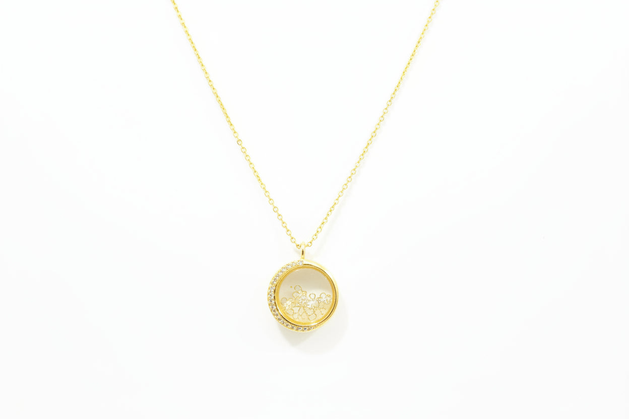 Gold Necklace with Clear Stone