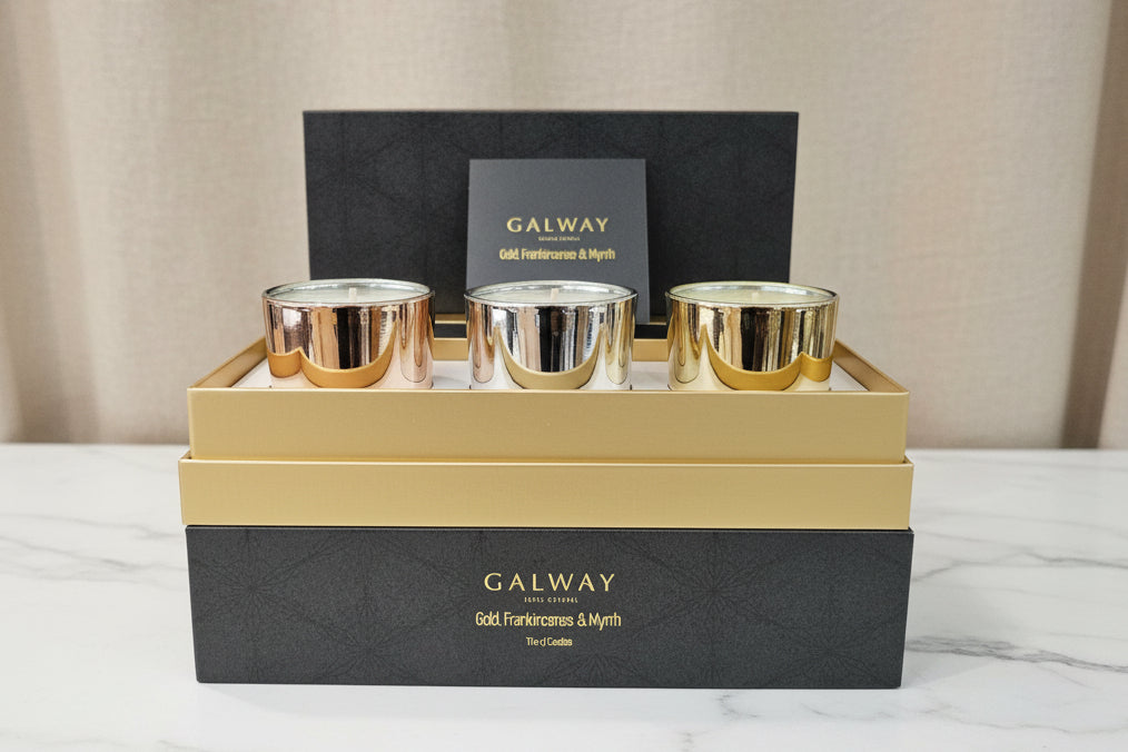 Galway Crystal Gold, Frankincense and Myrrh Trio Candle