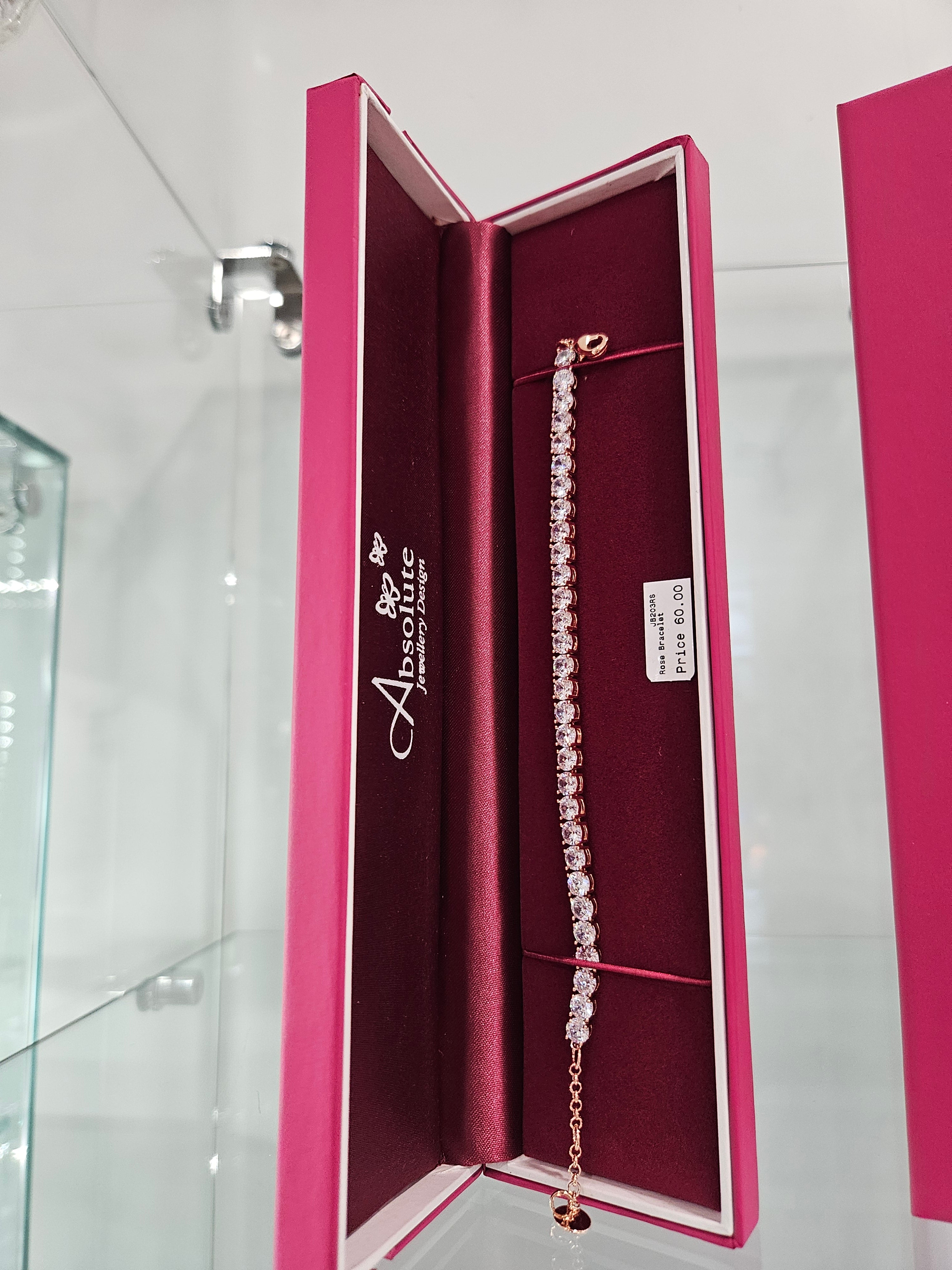 Absolute Rosegold Plated Tennis Bracelet with Clear Stones