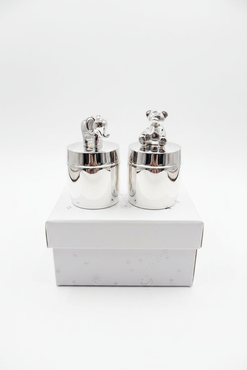 Elephant & teddy Silverplated bear tooth & curl