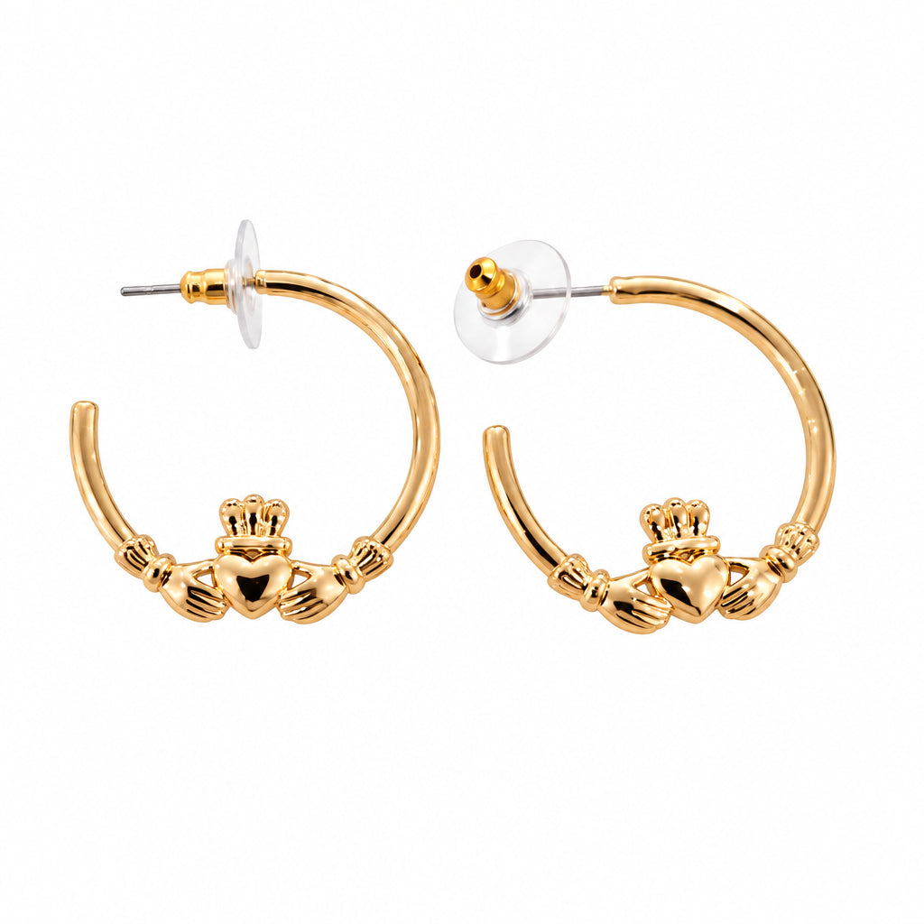 Goldplated Claddagh Hoop Earrings
