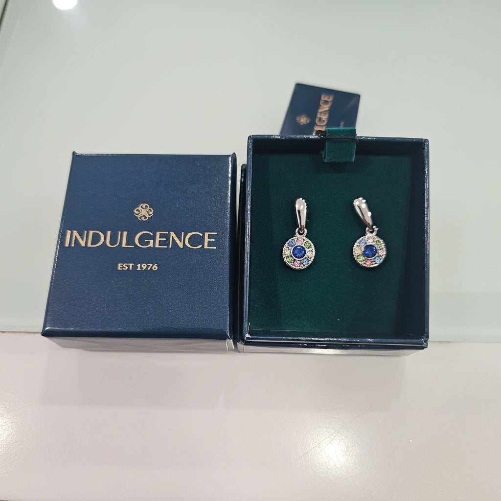 Silverplated Drop Earrings with Coloured Stones