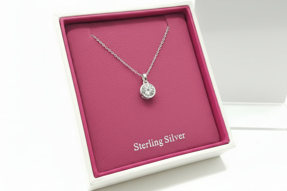 Silver Pendant with Clear Stone