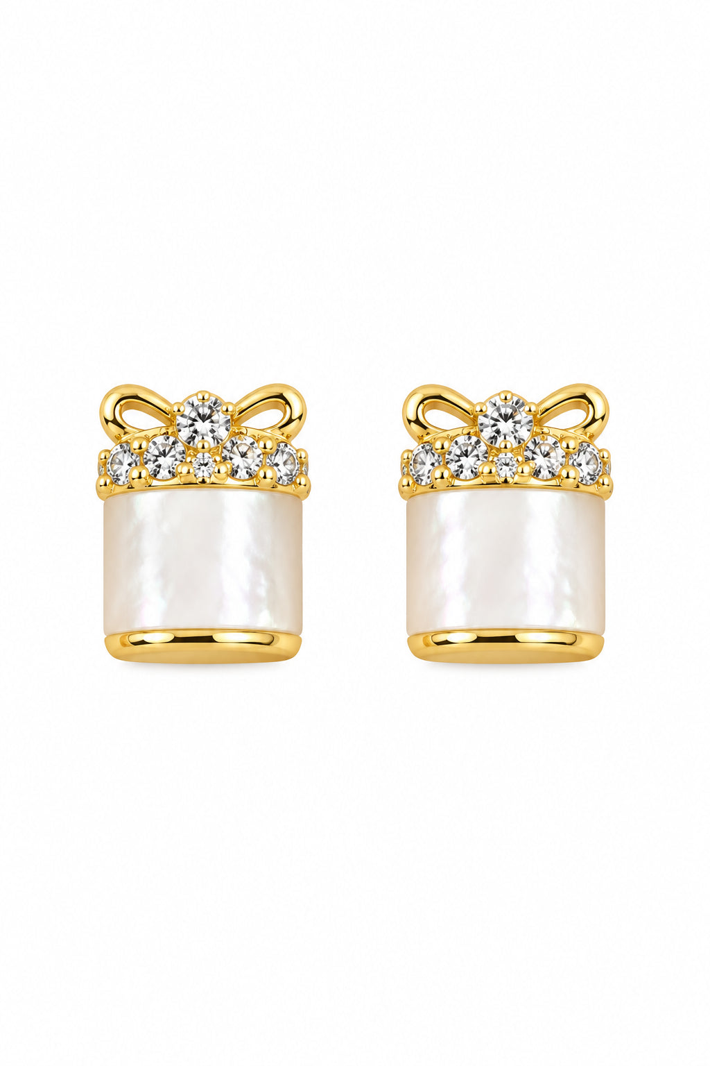Gold Plated Sterling Silver Gift Stud with Mother of Pearl Earrings
