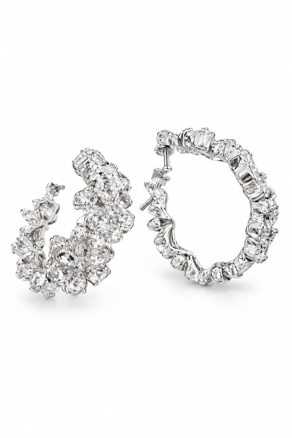 Silverplated Flower Hoop Earrings