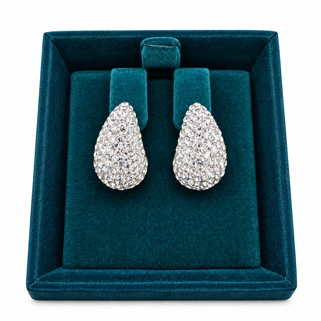 Dimante Tear Hoop Earrings