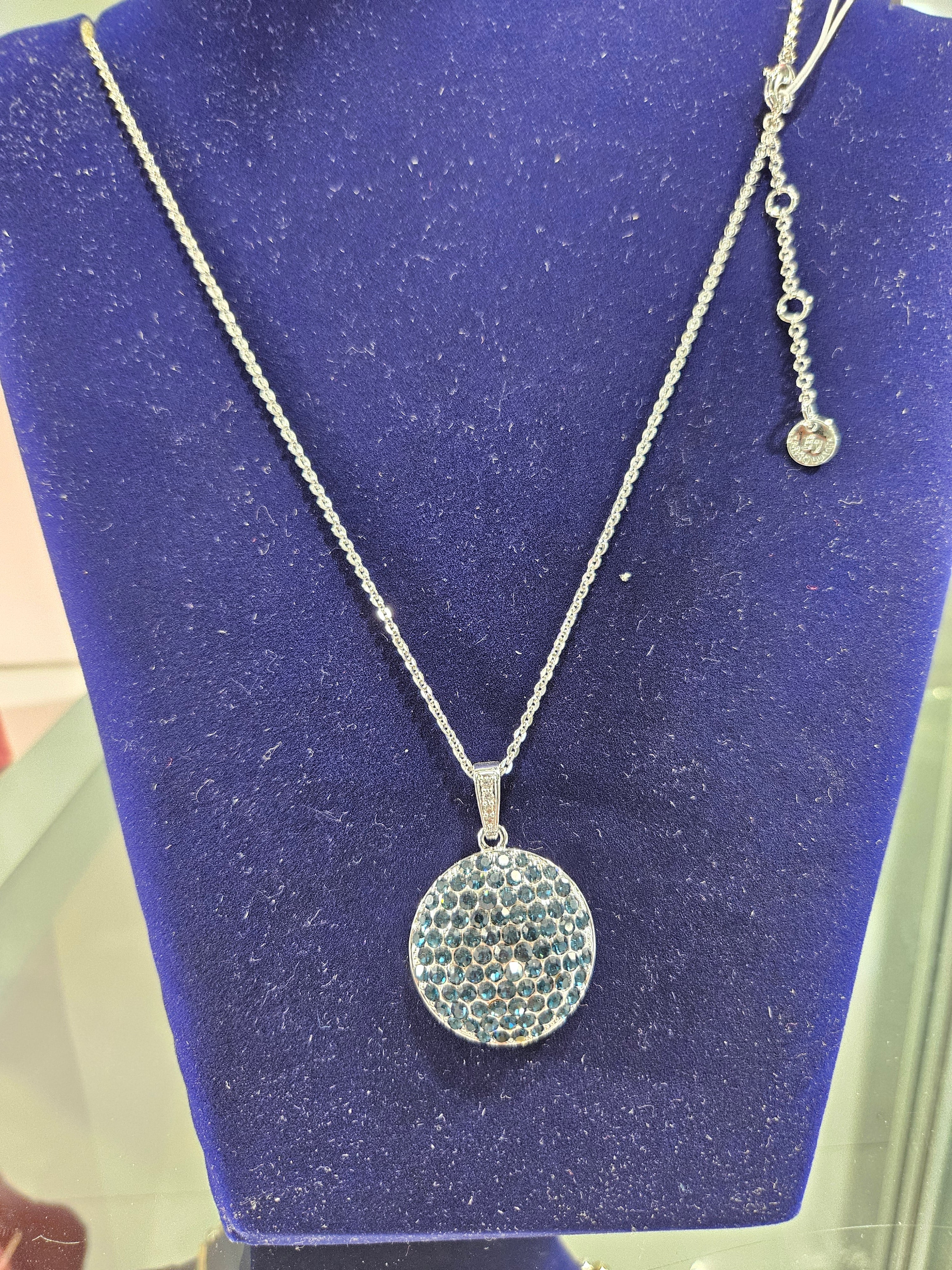 Absolute Long Silverplated Blue Stone Necklace