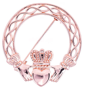 Newgrange Rosegold Cladagh Brooch