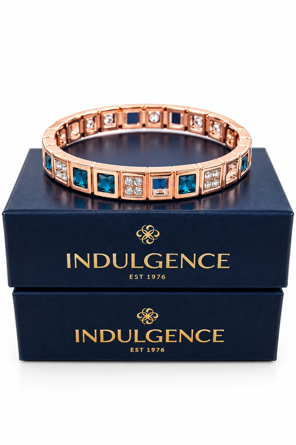 Rosegold plated multi stone bngle
