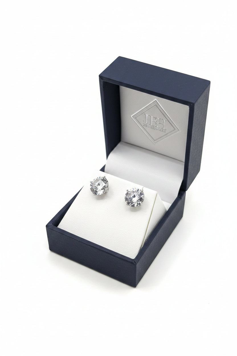 Sterling Silver 8mm Cubic Zirconia Stud Earrings