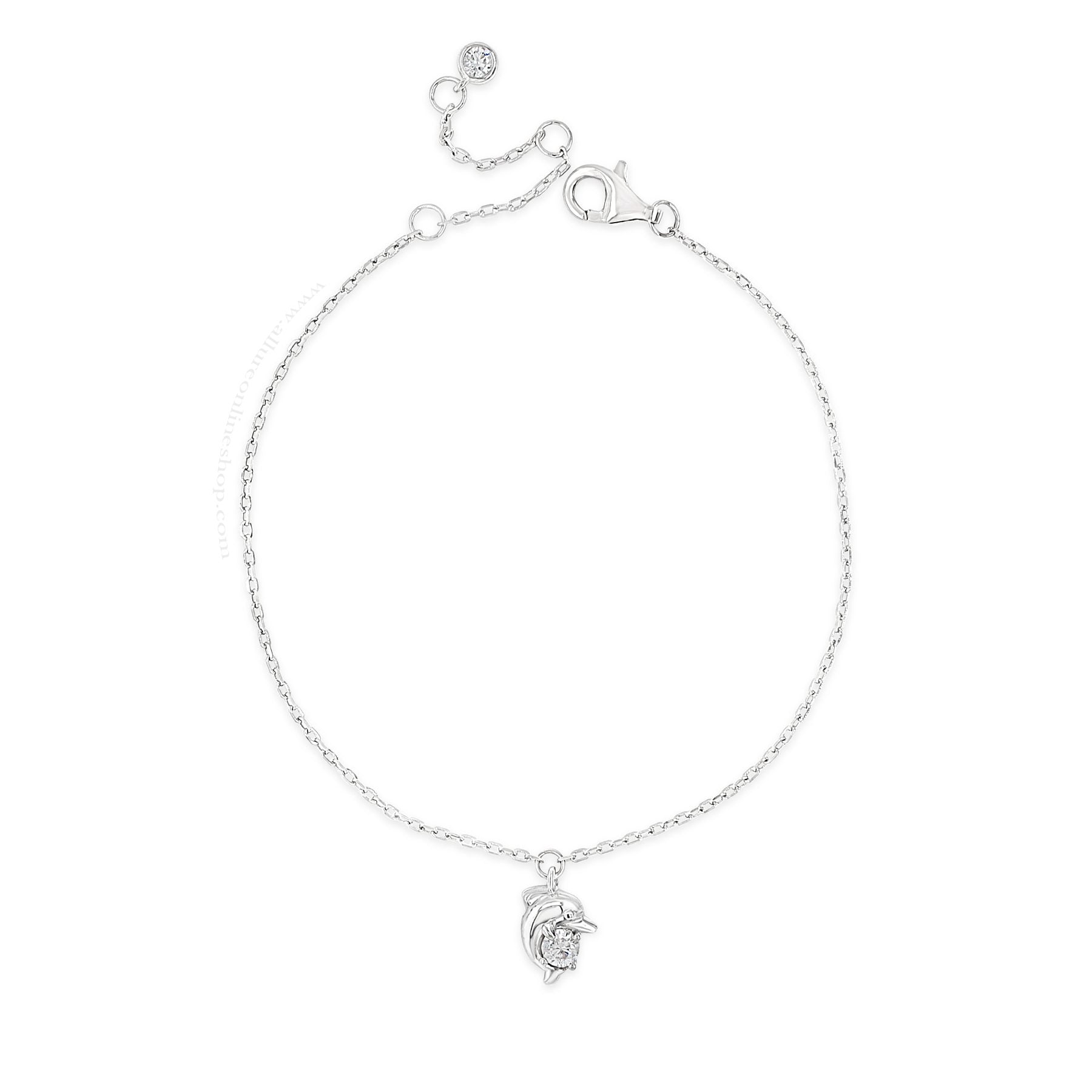 Absolute Kids Sterling Silver Dolphin Bracelet with Clear Stone
