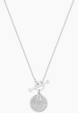 Tipperary T-Bar Pendant Silver Pave Set Circle