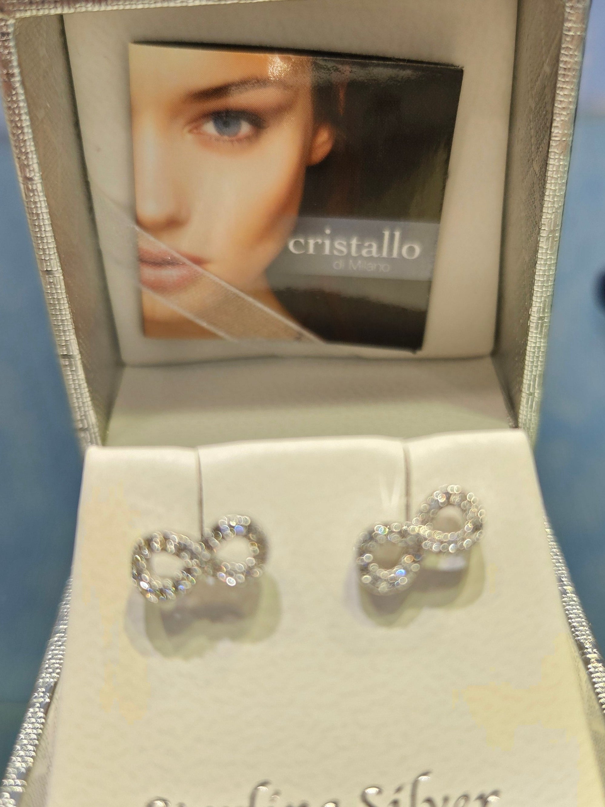 Sterling Silver Infinity Cubic Zirconia Stud Earring