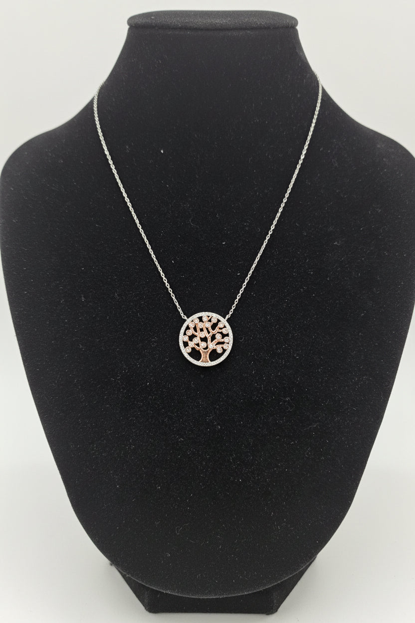 Rosegold & sterling silver tree of life pendant