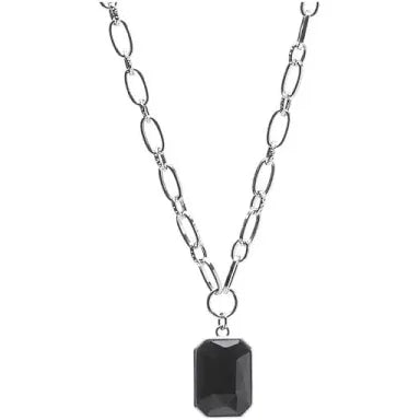 Silver Geometric Black Pendant