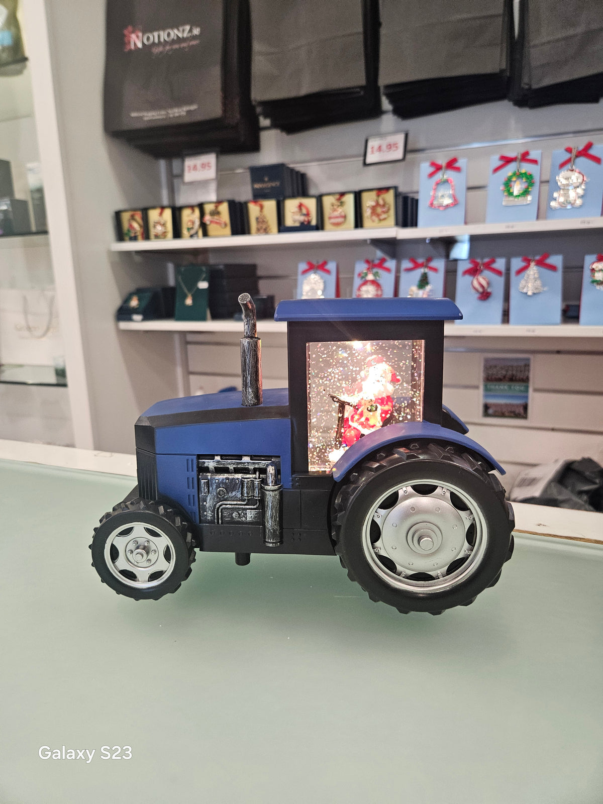 Blue Tractor Snow Globe
