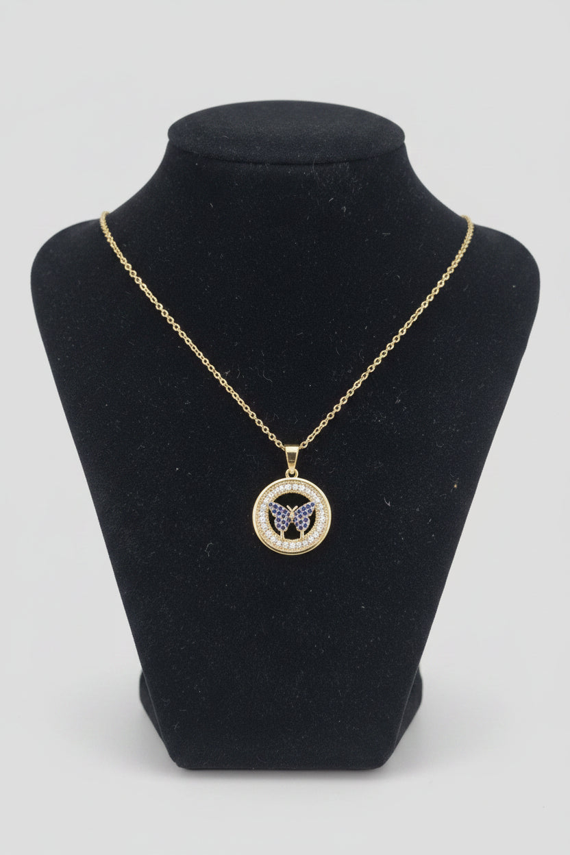 Silverplated butterfly pendent with clear stones