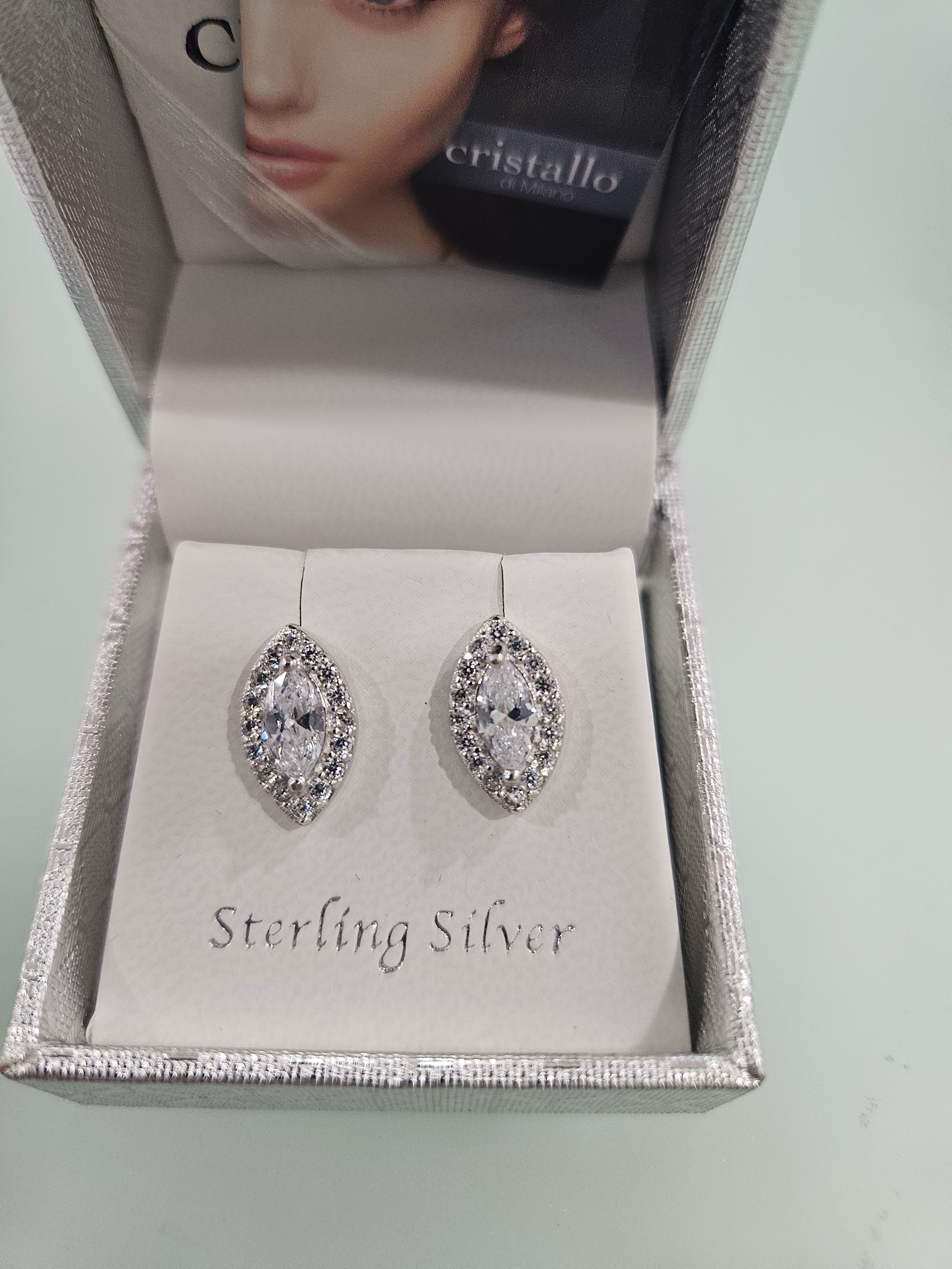 Sterling Silver Clear Stone Earrings