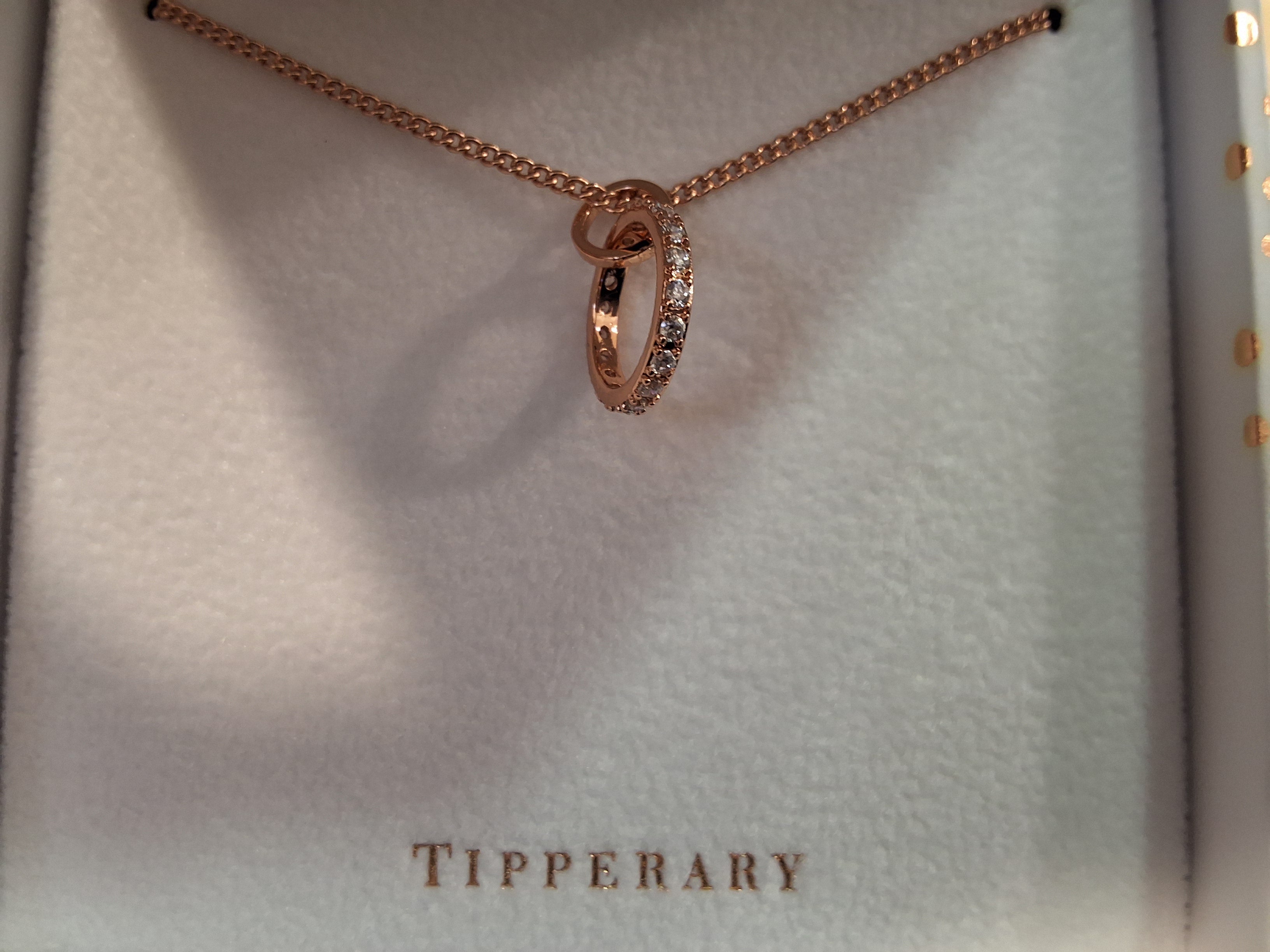Tipperary Crystal Rosegold Plated Pendant with Clear Stoned Circle