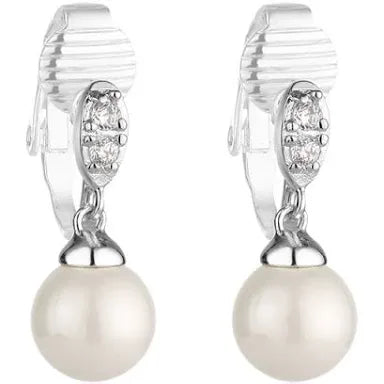Clip on Earrings with Pearl Drop