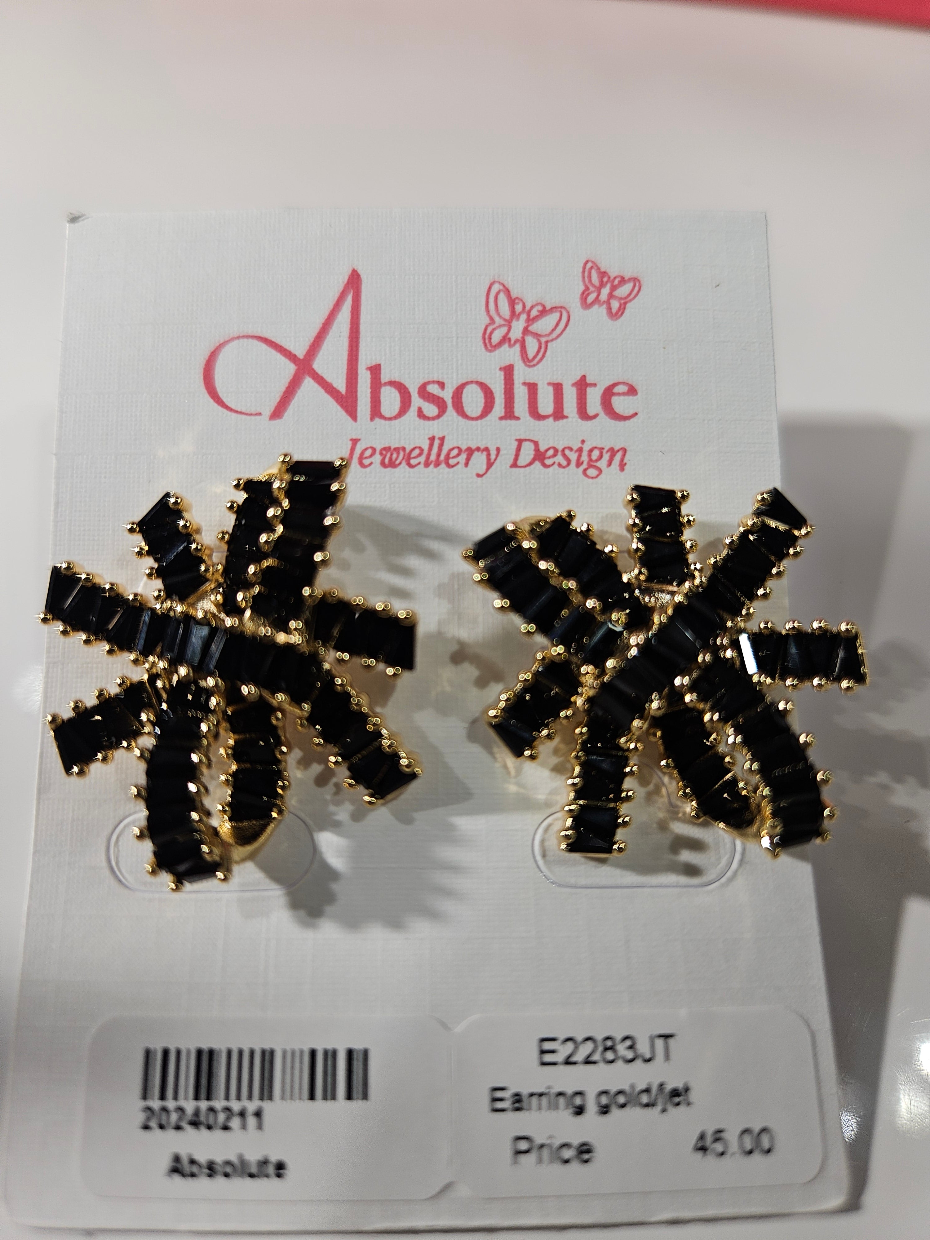 Absolute Goldplated Jet Earring