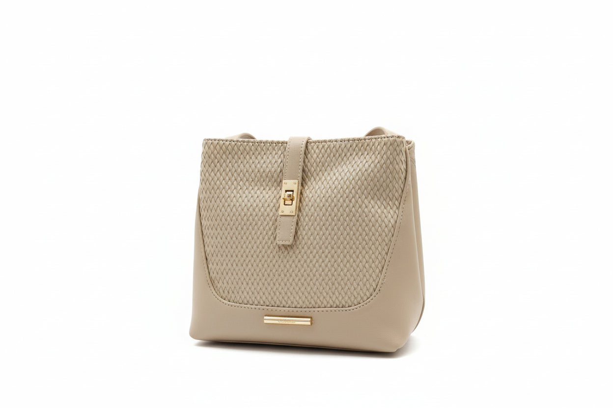 Hampton Dahlia Medium Bucket Bag Beige