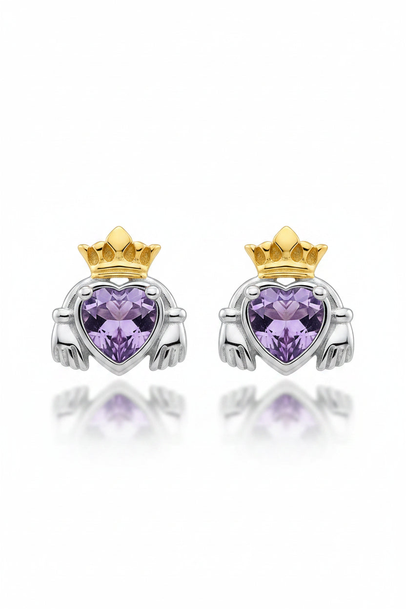 Amethyst claddagh earings