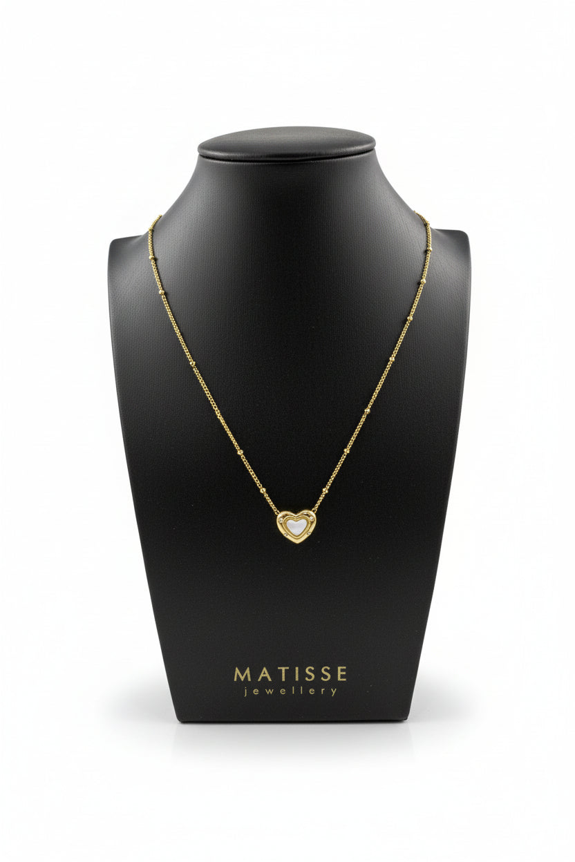 Goldplated Necklace with White Stone