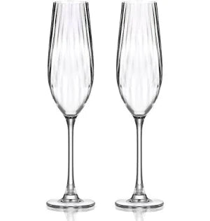 Tipperary Crystal Ripple Set of 2 Crystal Champagne Glasses