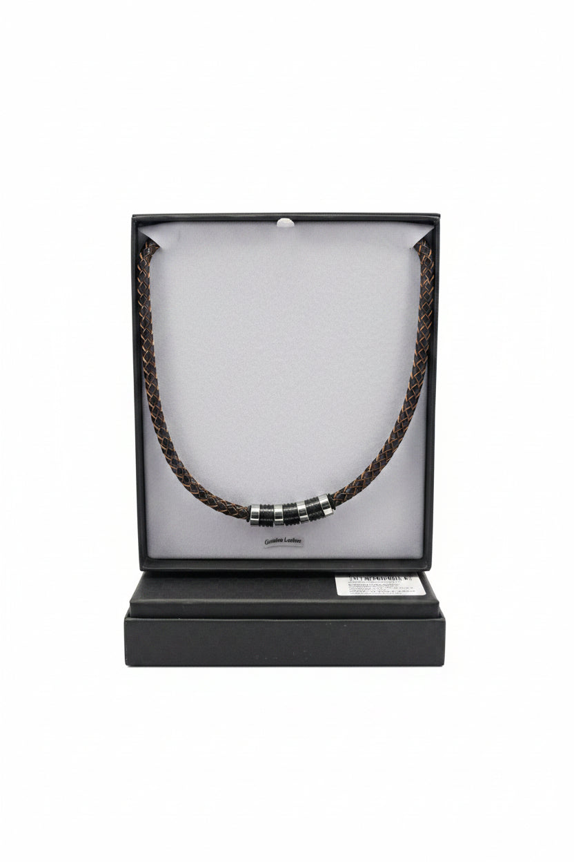 Genuine leather mens necklace