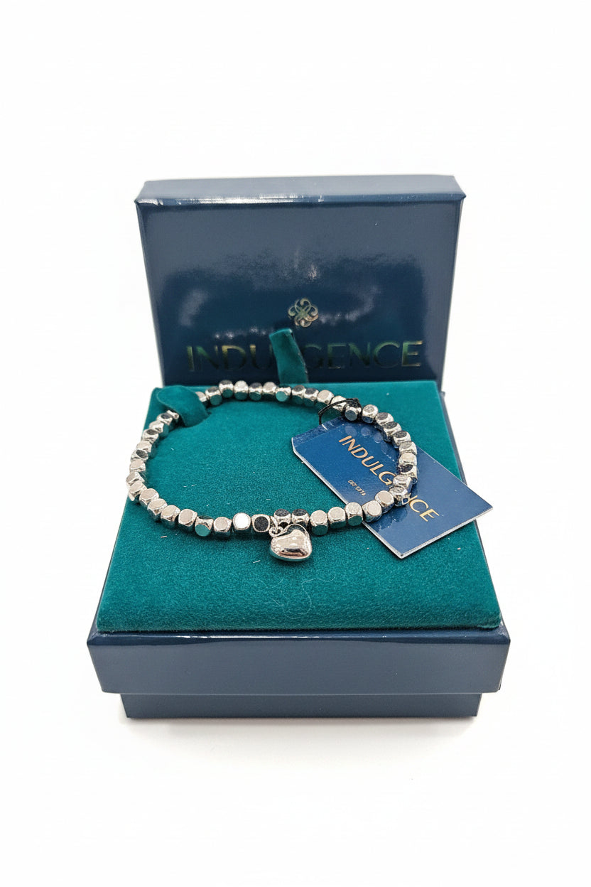 Silver heart stretch stacking bracelet