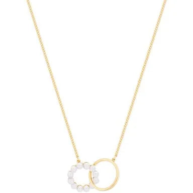 TC PEARL & SILVER CIRCLE PENDANT GOLD