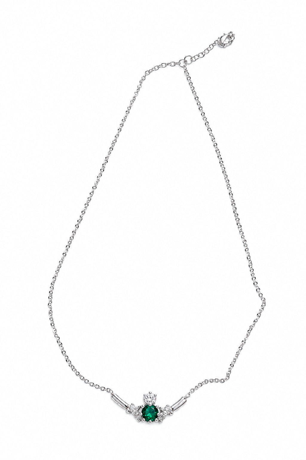 Silverplated Claddagh Necklace with Green Stone