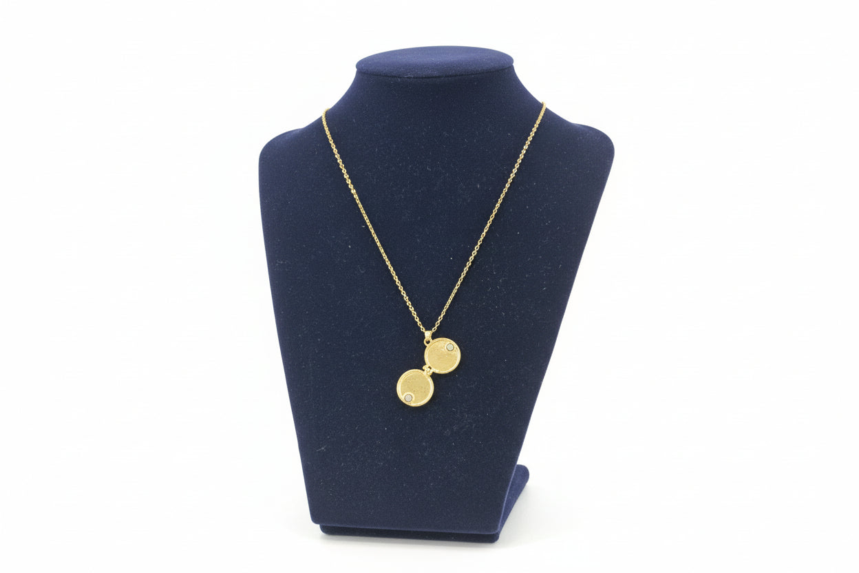 Gold Locket with Enamel Locket Necklace