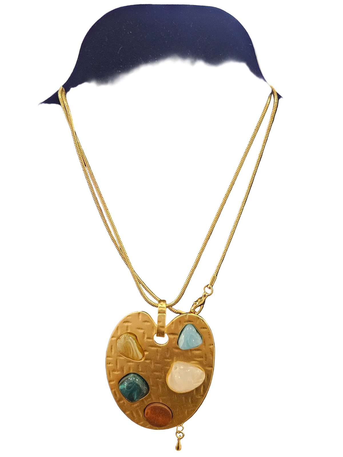 Long snake chain multi stone necklace