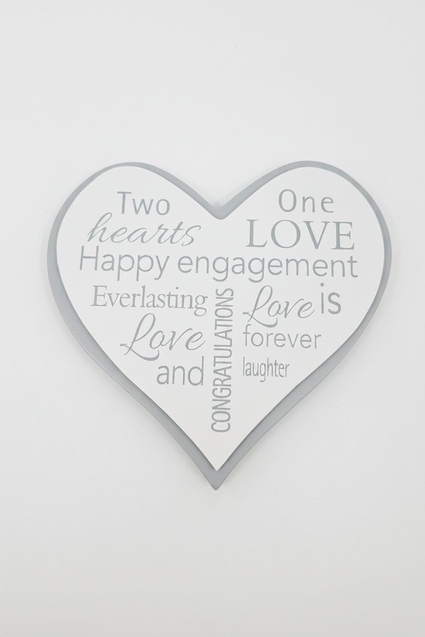 Loving words heart plaque engagement