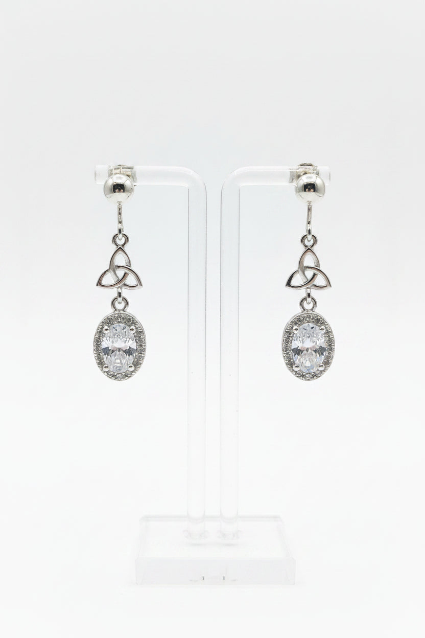 Silver trinity clear stone earings