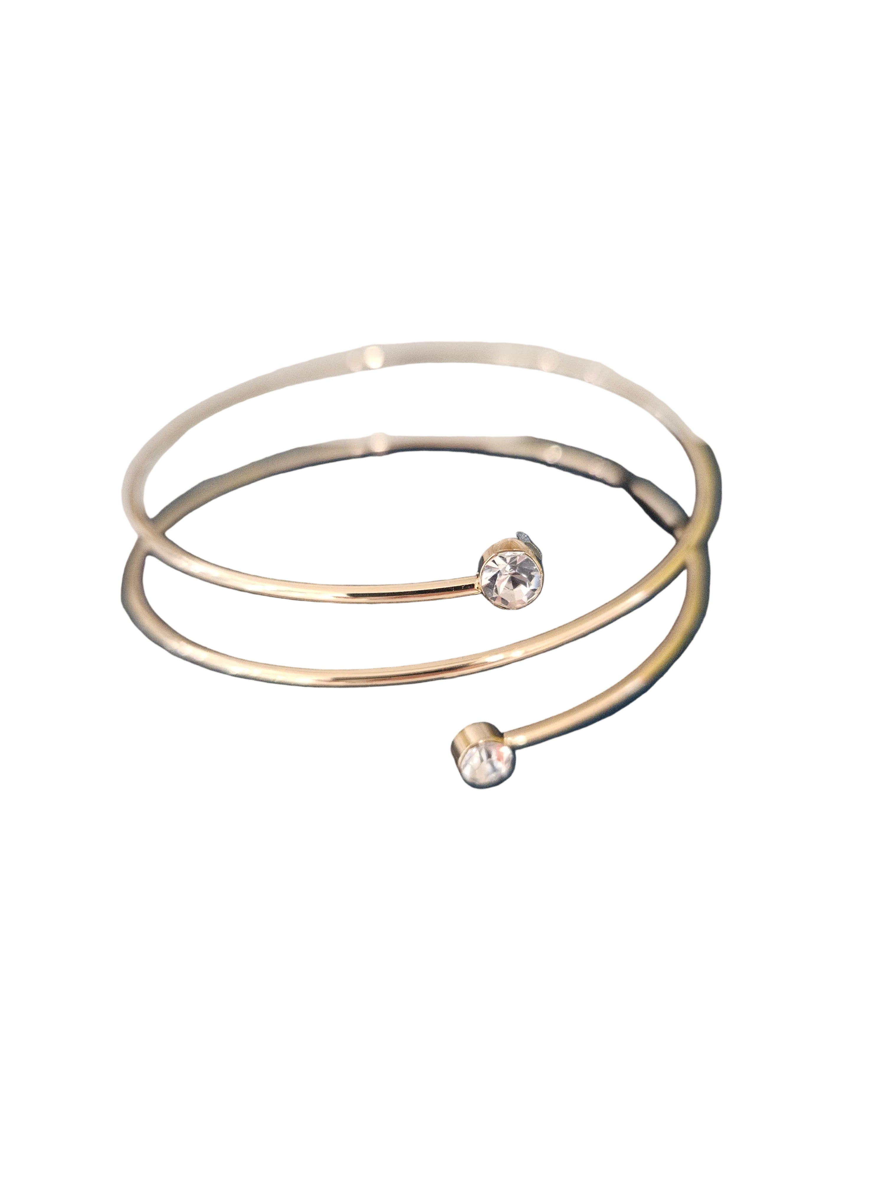 Rosegold Double Wrap Bangle with Clear Stone