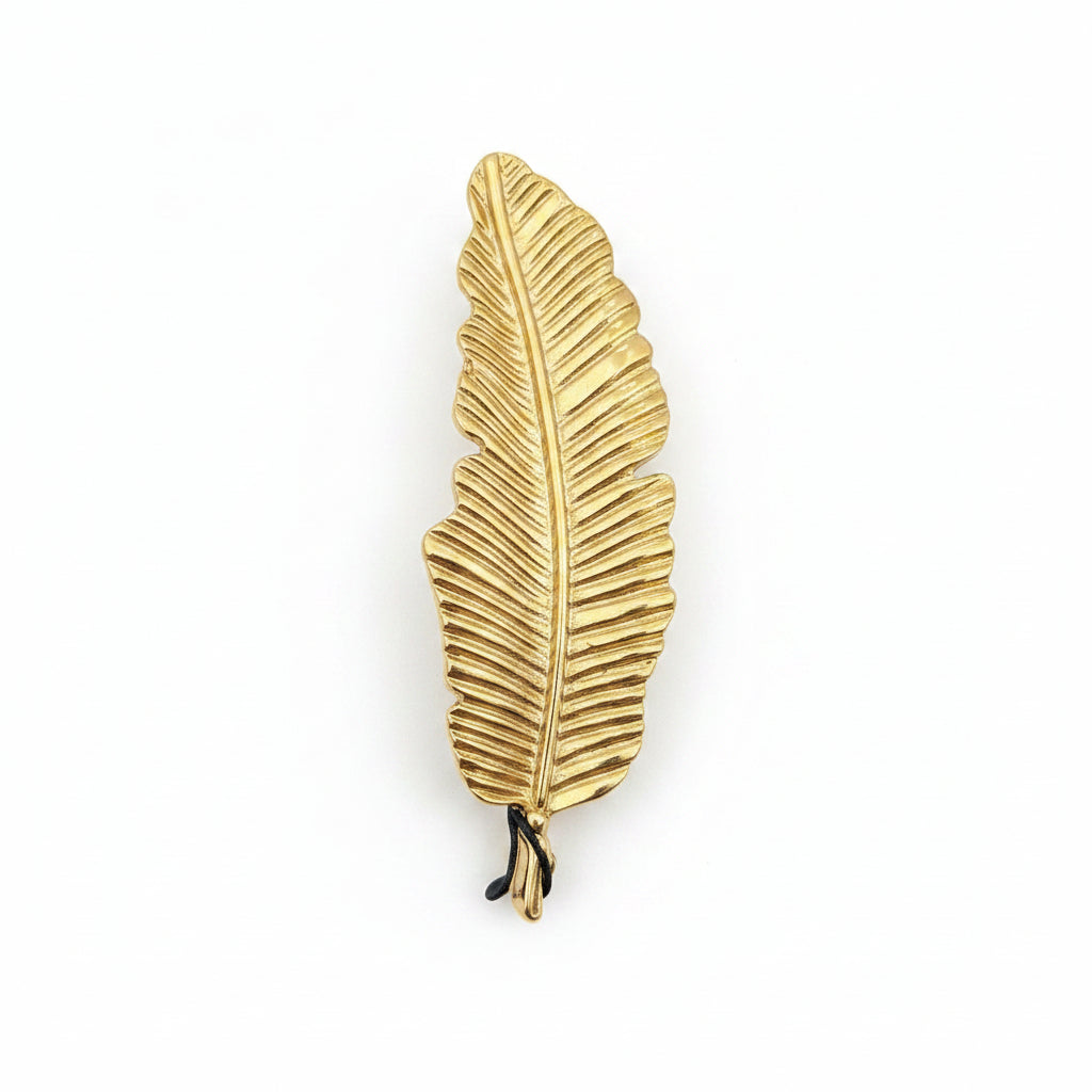 Gold Feather Brooch