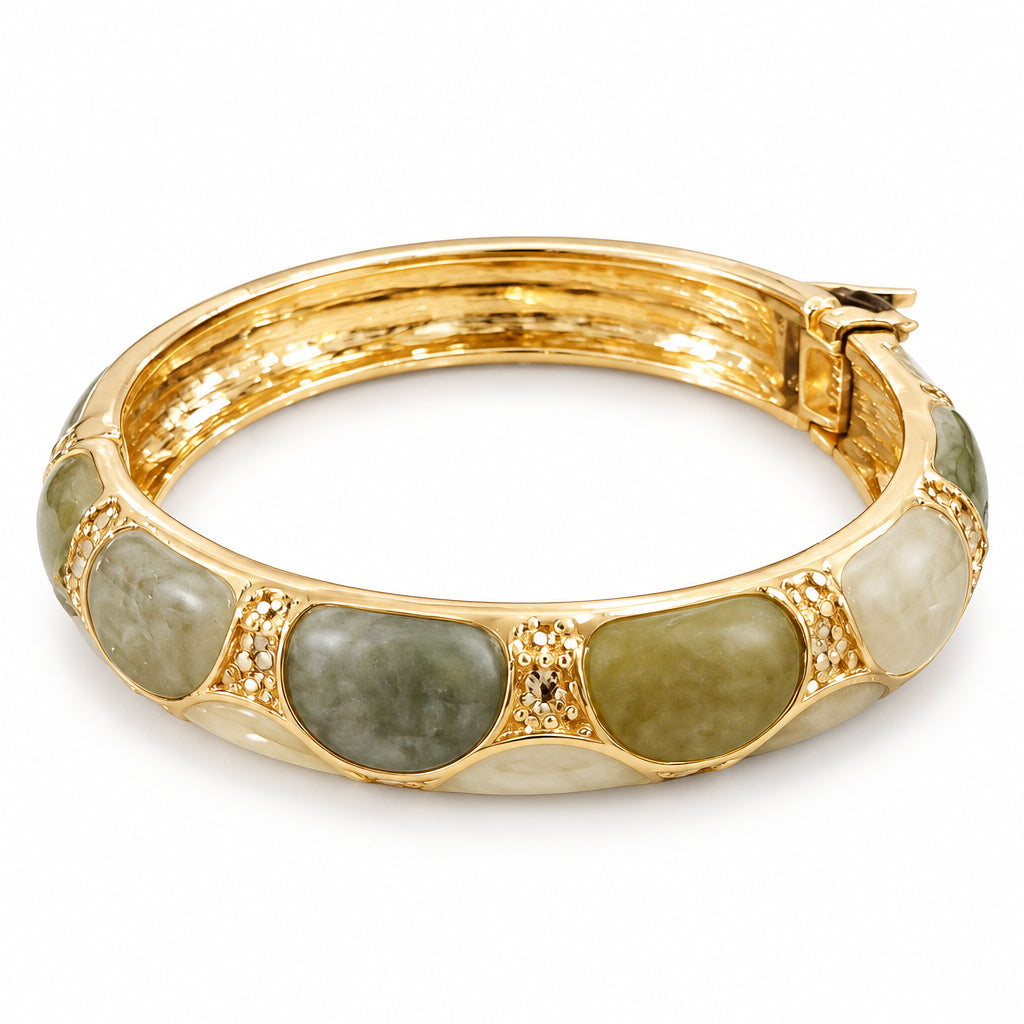 Goldpplted multi stone Bangle
