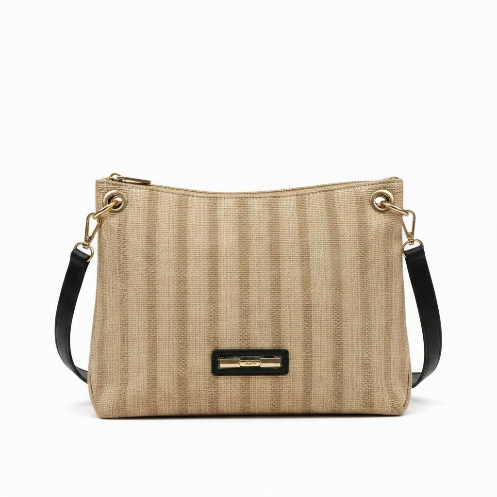 Saturn Crossbody Bag with Black Trim and Handle