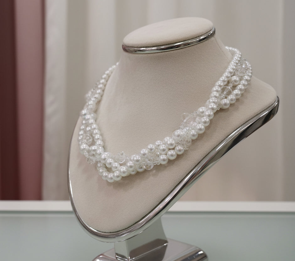 Twist Pearl & Crystal Bead Necklace