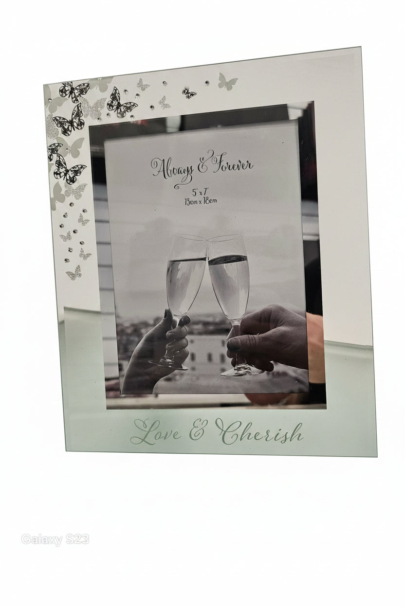 Butterflies Glass Frame Love & Cherish 5x7